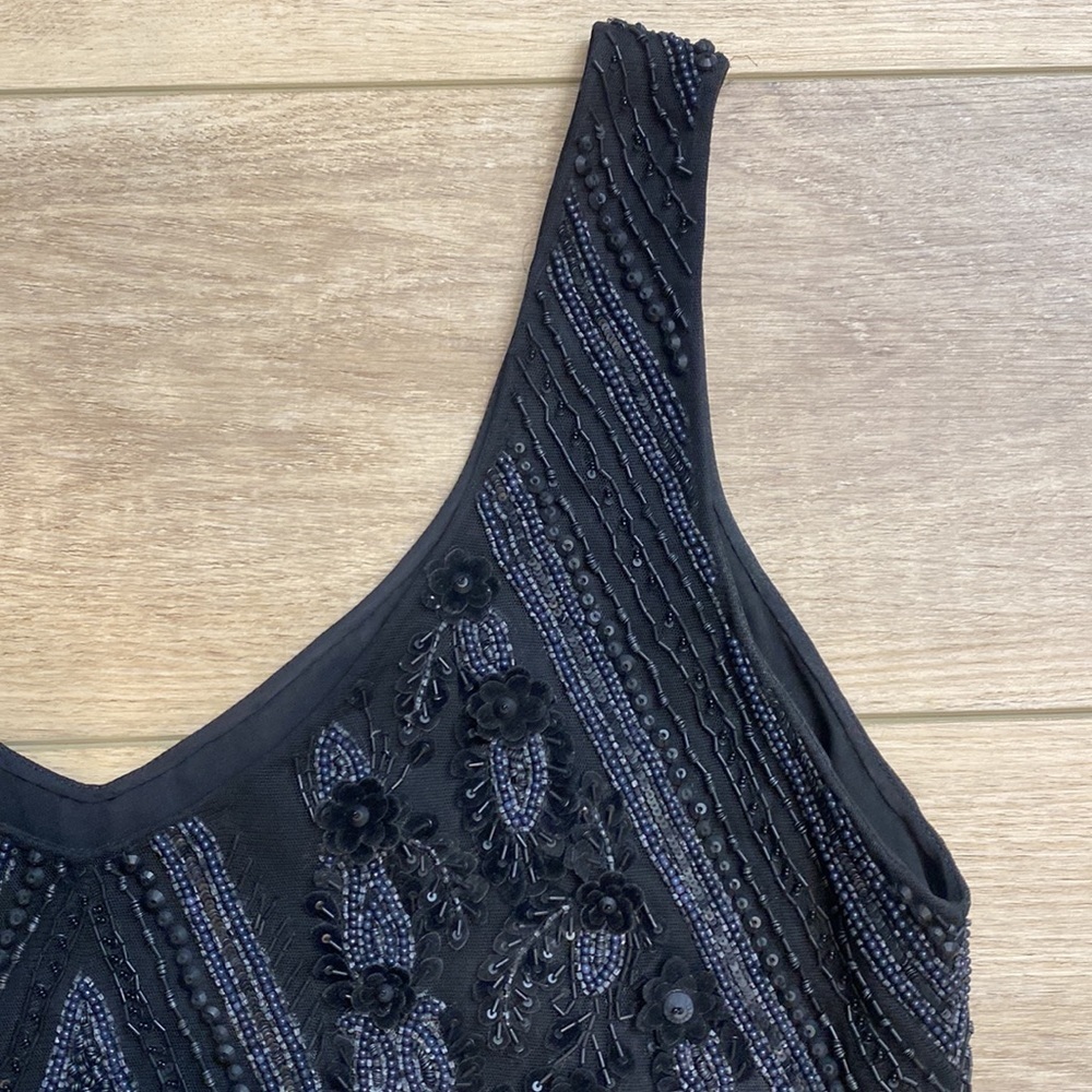Sally LaPointe Black Beaded Embellished Formal Tank Crop Top Whimsigoth Couture - Picture 10 of 16